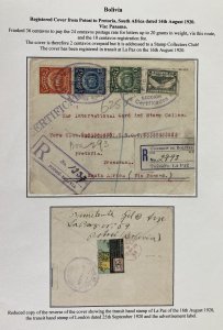 1920 Potosi Bolivia Registered Cover To Pretoria South Africa Advertising Seal