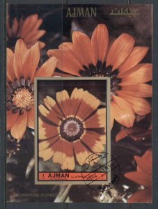 Ajman 1972 Mi#MS468B European Flowers MS IMPERF CTO