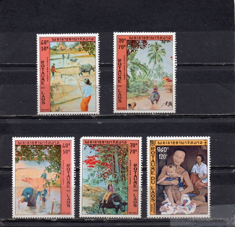 LAOS 1972 PAINTINGS SET OF 5 STAMPS MNH 