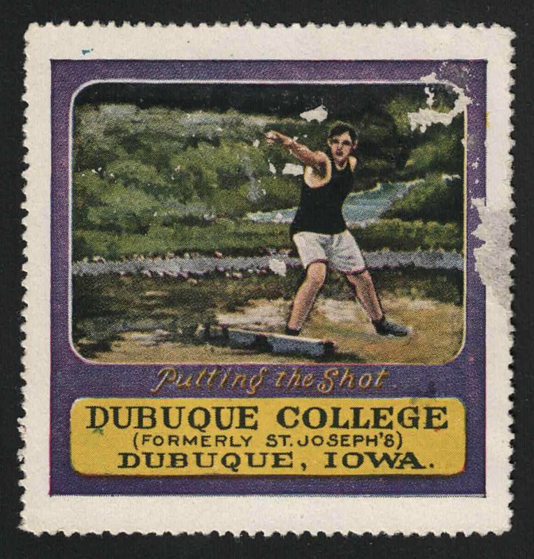 Dubuque College (Formerly St. Joseph's) Poster Stamp - Dubuque, Iowa - Shot Put