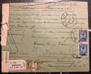 1916 Kirov RUSSIA Censored Cover To The Red Cross POW Agencies Denmark