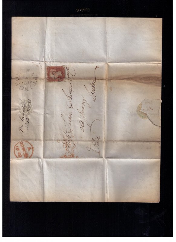 Great Britain 1842 SG8 Folded Letter W/Several Postmarks Very Good Condition