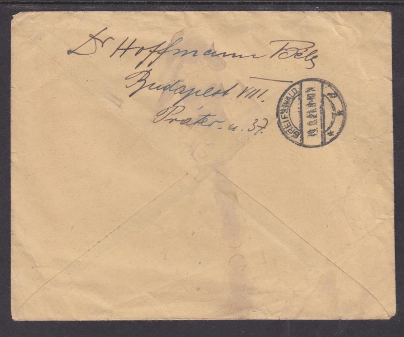 Hungary Sc 119/124 on 1921 REGISTERED Cover, 4 diff