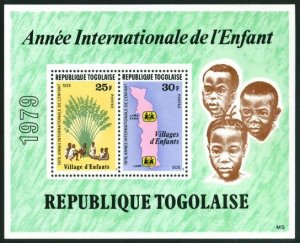 Togo 1979 MNH Stamps Souvenir Sheet Scott 1028a UNICEF Year off Children Map