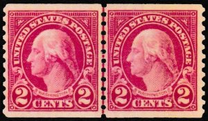 U.S. Scott # 599 LP, 2¢, 1923, PSE Cert, VF-XF 85J, M, OGnh,Coil Joint Line Pair
