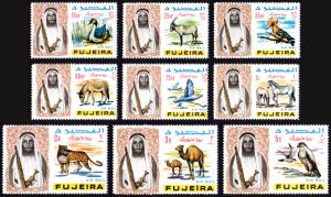 Fujeira Mi #40-48 set/9 mnh - 1965 definitives - animals - wildlife