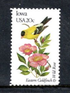 US 1967 MNH State Birds/Flowers Iowa Eastern Goldfinch/Wild Rose