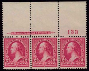 MALACK 266 VF OG NH, TOP PLATE STRIP OF 3, SUPER NICE! n4263