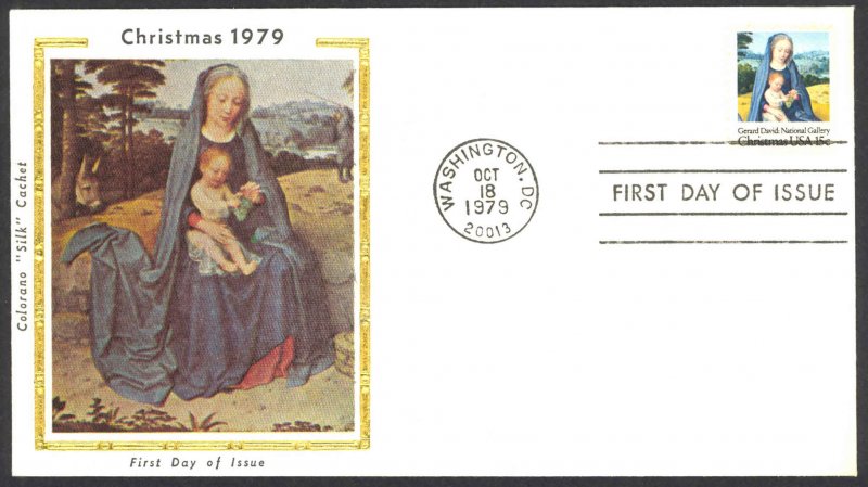 USA Sc# 1799 (Colorano Silk Cachets) FDC (Washington, DC) 1979 10.18 Christmas
