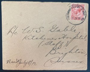 1917 Crowborough England Camp Bo Cover To Brighton