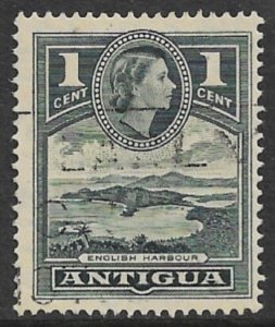 ANTIGUA 1953-56 QE2 1c English Harbor Pictorial Sc 108 VFU