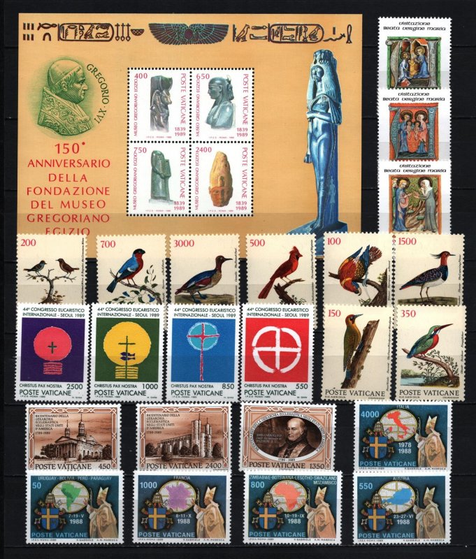 VATICAN 1990 COMPLETE YEAR SET OF 23 STAMPS & S/S MNH