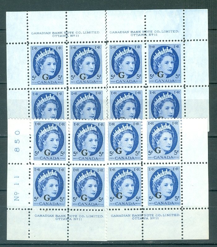 CANADA 1955 G OVPT #O44..PL 11 CORNERS SET MNH...$14.00