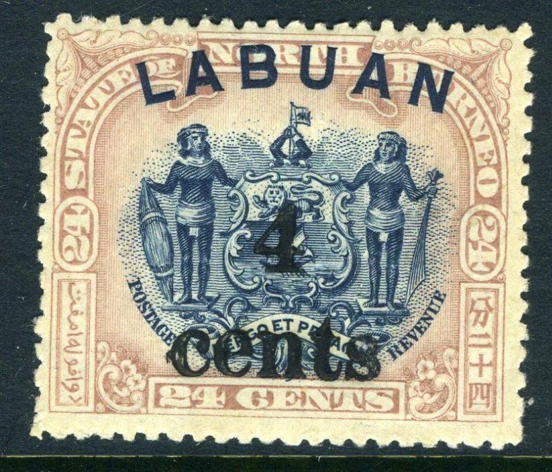 LABUAN-1904 4c on 24c Perf 13½-14 Sg 134a MOUNTED MINT V11506