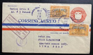 1929 Panama City Panama First Flight Airmail Cover FFC To Lima Peru