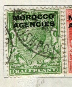 MOROCCO AGENCIES; 1914 early GV Optd. issue fine used 1/2d. value