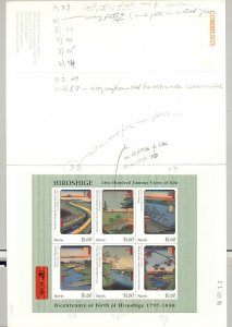 Nevis #1004-1006 Hiroshige Art M/S of 6 & 2v S/S Imperf Chromalin Proofs