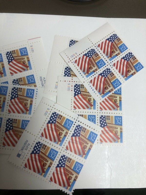 10 2897 Flag Over Porch Plate Block #S2222 Durland Catalog $25 Each MNH