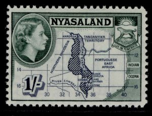 NYASALAND PROTECTORATE QEII SG182, 1s deep blue & slate-green, M MINT.