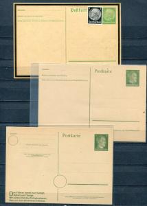 Germany 1936 and up 3 Postal Stationary Cards Unused 3801