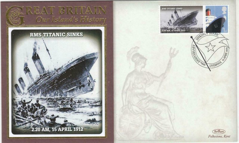 GB OUR ISLANDS HISTORY 2 DIFFERENT TITANIC BENHAM COVERS SUPERB PO FRESH