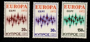 Cyprus Sc 380-82 1972 Europa stamp set mint NH