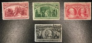 230 - 245 Complete Columbians with Certifications,  Vic's Stamp Stash