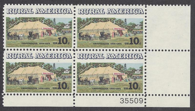 1505 Plate block 10cent Rural America Chautauqua Tent and Buggys