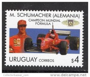 1997 MICHAEL SCHUMACHER FORMULA 1 RACE CAR FERRARI URUGUAY Sc#1694c MNH STAMP