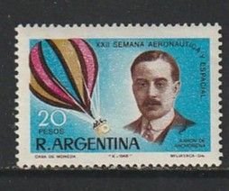 1968 Argentina - Sc 868 - MH VF - single - Aaron de Anchorena & Pampero Balloon