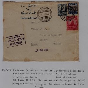 Colombia/Switzerland airmail cover 12.7.35