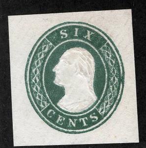 US Sc U13 Green on White 6¢ Unused CUT SQUARE