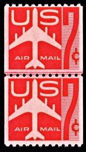 US C61 MNH VF 7 Cent Jet-Red Line Pair CV $27.50