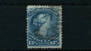 VF #28 Twelve half cent F LARGE QUEEN stamp Canada used