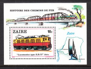Zaire 443 Train Souvenir Sheet MNH VF