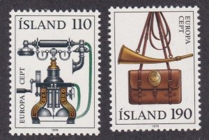 Iceland # 515-516, Telephone, Post Horn, Mail Pouch, Mint NH, 1/2 Cat.