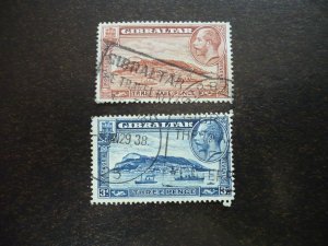 Stamps - Gibraltar - Scott# 97, 99 - Used Partial Set of 2 Stamps