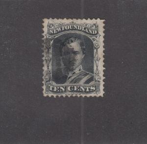 NEWFOUNDLAND # 27 VF-LIGHT USED 10cts PRINCE ALBERT CAT VALUE $80