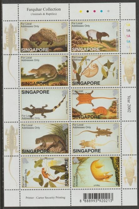 SINGAPORE - 2002 - History, Animals & Reptiles -Perf 10v Sheet-Mint Never Hinged