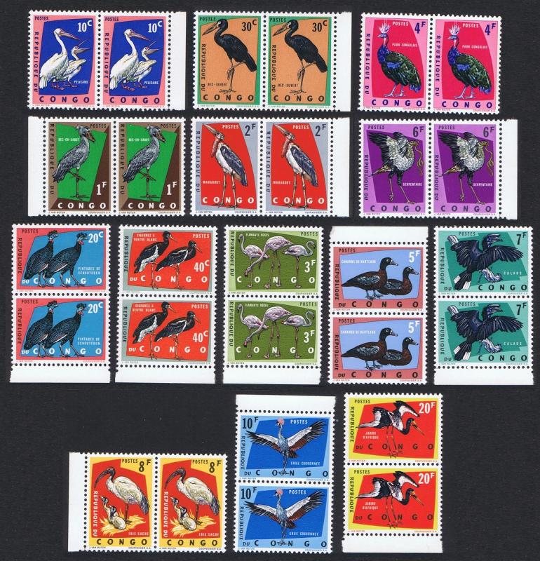 DR Congo Protected Birds 14v in pairs SG#468/81 SC#429-442 MI#112-18+138-44