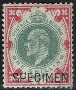 GREAT BRITAIN 1902 KEVII 1/- SPECIMEN DLR PRINTING