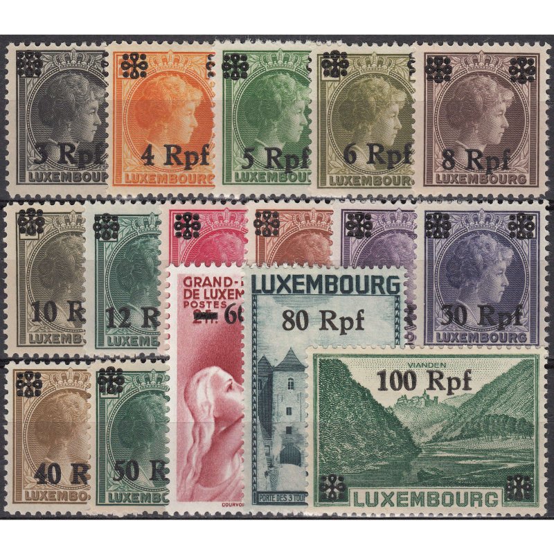 WWII German Occupation Luxemburg Full Set  Michel 17/32 MNH Luxe