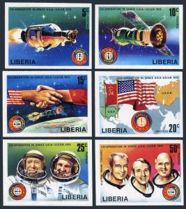 Liberia 715-720 imperf, MNH. Michel 967B-972B. Apollo-Soyuz space test 1975.