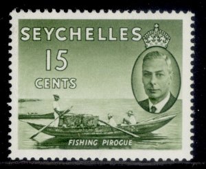 SEYCHELLES GVI SG161, 15c deep yellow-green, LH MINT.