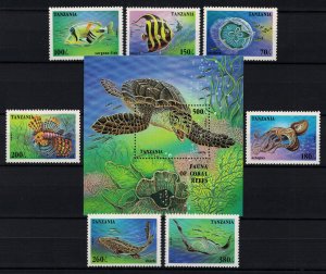 TANZANIA 1995 - Marine life / complete set + minisheet MNH