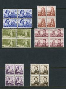 AUSTRALIA NAVIGATORS HIGH VALUES  SCOTT#374/79 SET OF BLOCKS MINT HINGED FULL OG