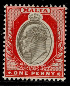 MALTA EDVII SG39, 1d blackish brown & red, LH MINT. Cat £15. 