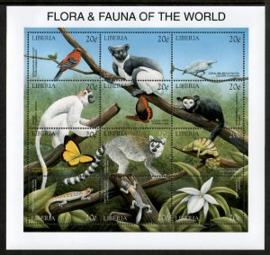 Liberia 1999 - Animals - Sheet of 12 Stamps - Scott #1452 - MNH