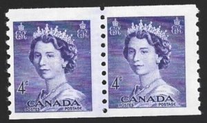 1953 Canada QEII Karsh #333 JUMP STRIP Pair VF, Lightly Hinged-