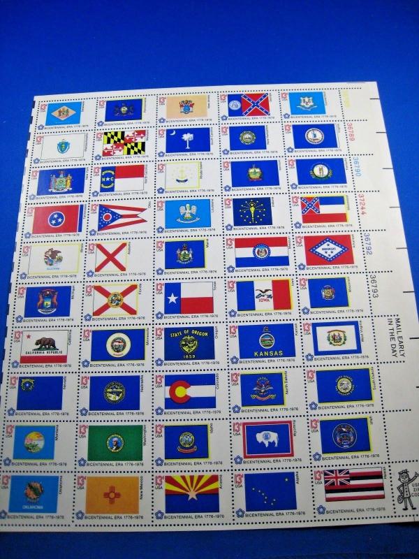 UNITED STATES SCOTT #1633-1682 - FULL PANE 50 STATE FLAGS   MNH      (brig)